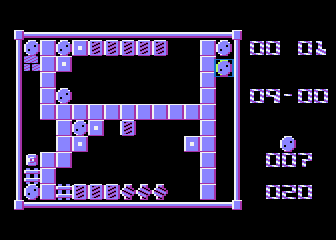 U235 (Atari 8-bit) screenshot: Two balls in contact