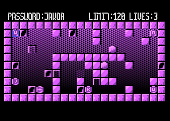 Magic of Words (Atari 8-bit) screenshot: Level 3: password jawor, limit 120 moves