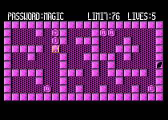 Magic of Words (Atari 8-bit) screenshot: Moving the stone