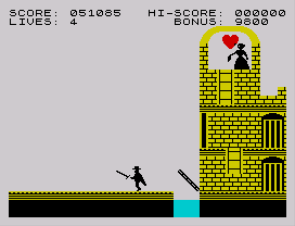 Zorro (ZX Spectrum) screenshot: Bring me a flower if you want to win my heart