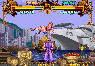 Double Dragon (Arcade) screenshot: Flying Marian