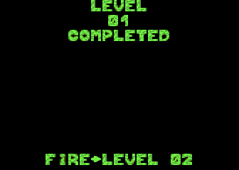 Tekblast (Atari 8-bit) screenshot: Level completed