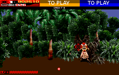 Revolution X (Arcade) screenshot: Welcome to the Jungle! (wrong song :D)