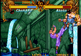 Double Dragon (Arcade) screenshot: Kick in nuts