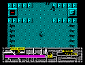 Marauder (ZX Spectrum) screenshot: Narrow guarded passage