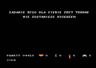 Rycerz (Atari 8-bit) screenshot: Game over