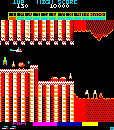 Super Cobra (Arcade) screenshot: Narrow passage