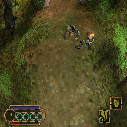 Godai: Elemental Force (PlayStation 2) screenshot: In combat the opponents have a health bar.