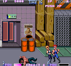 Double Dragon II: The Revenge (Arcade) screenshot: Punk girl punches hero