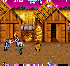 Double Dragon II: The Revenge (Arcade) screenshot: Catch enemy and kick him in head