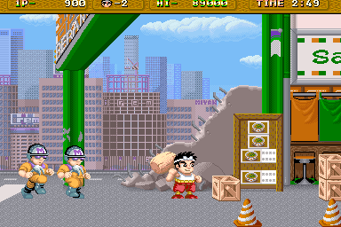 Hammerin' Harry (Arcade) screenshot: Behind you.