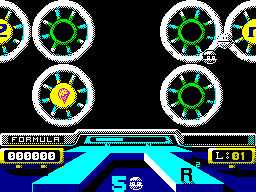 πr² (ZX Spectrum) screenshot: Moving between wheels