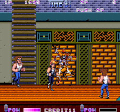 Double Dragon II: The Revenge (Arcade) screenshot: Somebody crushes wall