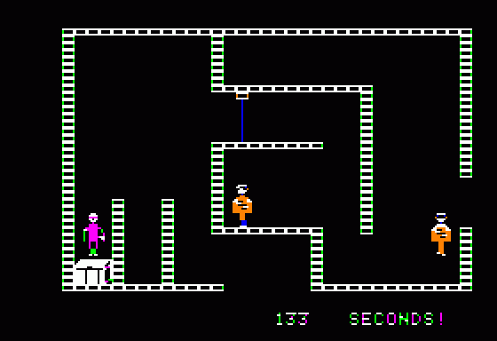 Castle Wolfenstein (Apple II) screenshot: Chests take some time to open...