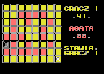 Sexversi (Atari 8-bit) screenshot: One empty field left