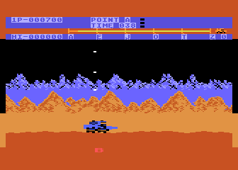 Moon Patrol (Atari 8-bit) screenshot: Check point B