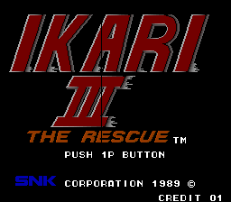 Ikari III: The Rescue (Arcade) screenshot: Title screen