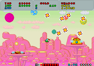 Fantasy Zone (Arcade) screenshot: Hot balls