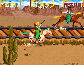 Sunset Riders (Arcade) screenshot: Horse ride