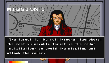 U.N. Squadron (Arcade) screenshot: Mission 1.
