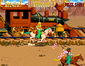 Sunset Riders (Arcade) screenshot: Chase train