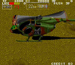 Ikari III: The Rescue (Arcade) screenshot: Helicopter to destroy