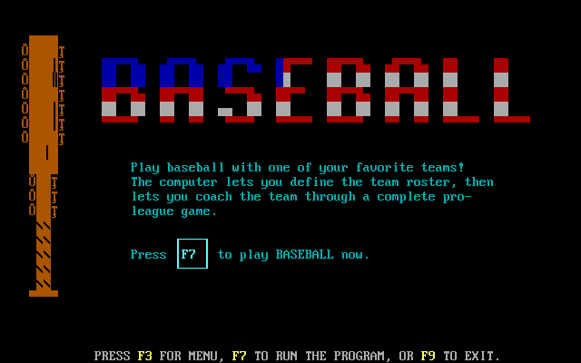 Pro-League Baseball (DOS) screenshot: Baseball title screen