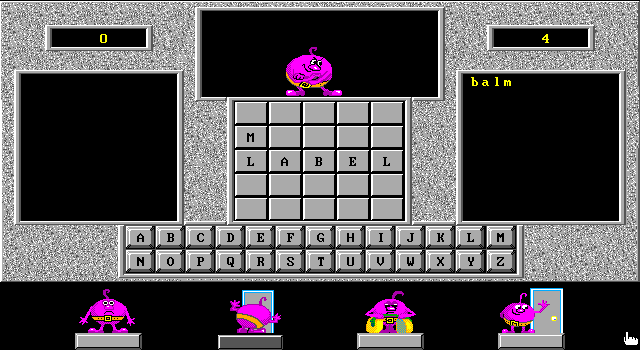 Moscow Nights (DOS) screenshot: Balda gameplay
