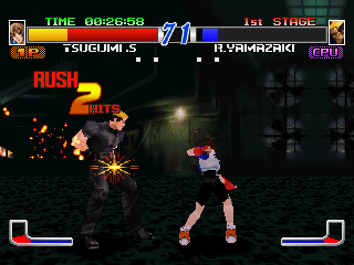 Fatal Fury: Wild Ambition (PlayStation) screenshot: Look, 3D gameplay and new characters as Tsugumi Sendo are available in this game.
