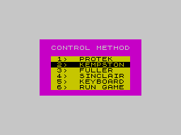 Mission Omega (ZX Spectrum) screenshot: Select controls