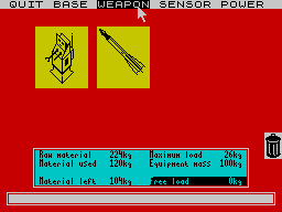 Mission Omega (ZX Spectrum) screenshot: Now, give robot some weapon
