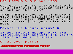 Mad Martha (ZX Spectrum) screenshot: Some text