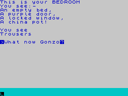 Mad Martha (ZX Spectrum) screenshot: typical text adventure moments