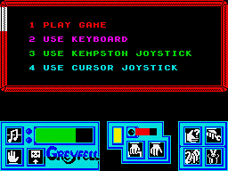Greyfell: Legend of Norman (ZX Spectrum) screenshot: Main menu