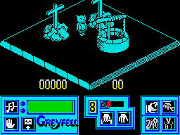 Greyfell: Legend of Norman (ZX Spectrum) screenshot: Crosses and well