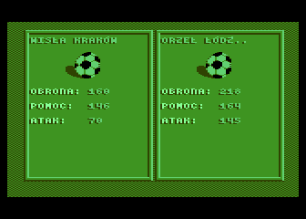 Piłkarski Poker (Atari 8-bit) screenshot: Teams comparison