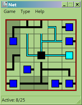 Net (Windows) screenshot: A game in progress (5x5)