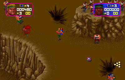 Total Carnage (Arcade) screenshot: Blast those soldiers.