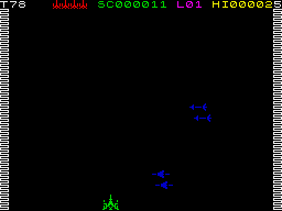 Arcadia (ZX Spectrum) screenshot: Blue missiles