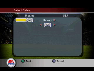 FIFA Soccer 2005 (PlayStation) screenshot: Choose your side.