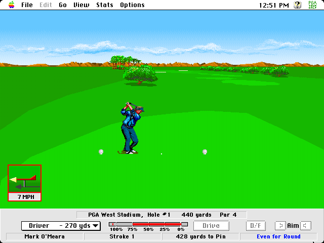 PGA Tour Golf II (Macintosh) screenshot: Swinging