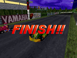 Ayrton Senna Kart Duel 2 (PlayStation) screenshot: Finishing a race.
