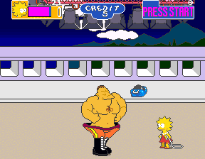 The Simpsons (Arcade) screenshot: Wrestling time