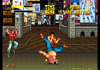 Burning Fight (Arcade) screenshot: Breakdance.