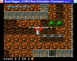 Dust Digger (Amiga) screenshot: Game over