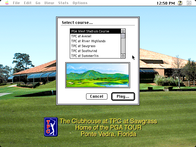 PGA Tour Golf II (Macintosh) screenshot: Course selection