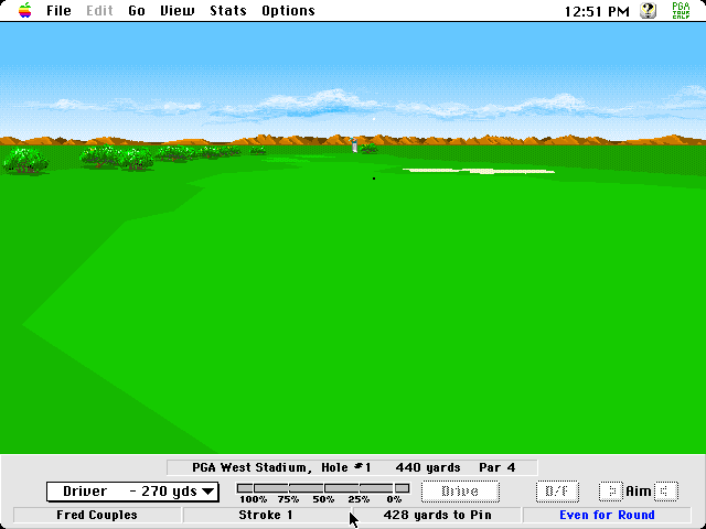 PGA Tour Golf II (Macintosh) screenshot: Ball flying through the air