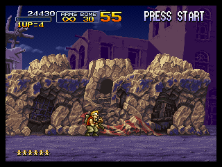 Metal Slug X (PlayStation) screenshot: The castle made ruins.