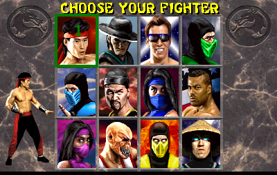Mortal Kombat II (Arcade) screenshot: Choose your fighter
