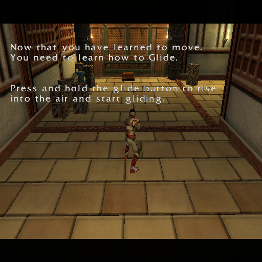 Godai: Elemental Force (PlayStation 2) screenshot: This is a shot from the training session. It takes the player through all the moves they need to play the game.